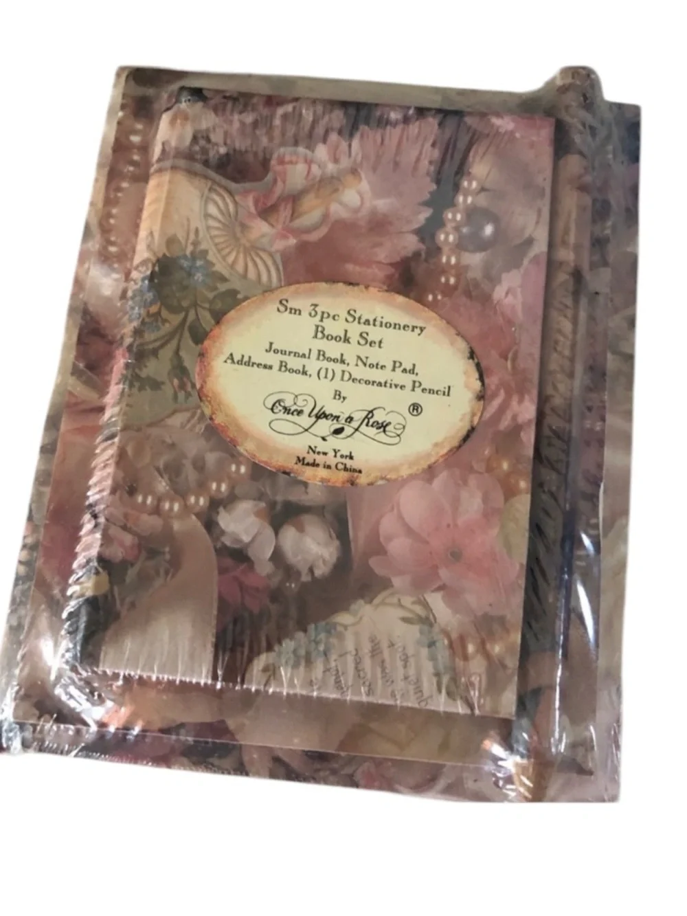 Vintage Once Upon a Rose 3 pc. Stationery Book Set